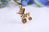 Baby Pram Charm, Traditional Charm, Made from Solid Cast Yellow Gold, British Hallmarked
