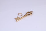Key Charm, Traditional Charm, Made from Solid Cast Yellow Gold, British Hallmarked