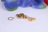 Key Charm, Traditional Charm, Made from Solid Cast Yellow Gold, British Hallmarked