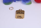 Bag of Sugar Charm, Traditional Charm, Made from Solid Cast Yellow Gold, British Hallmarked