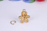 Gingerbread Man Charm, Traditional Charm, Made from Solid Cast Yellow Gold, British Hallmarked