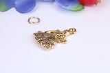 Princess Charm, Traditional Charm, Made from Solid Cast Yellow Gold, British Hallmarked