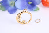 Moon and Star Charm, Traditional Charm, Made from Solid Cast Yellow Gold, British Hallmarked