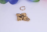 Playing Cards Symbols Charm, Made from Solid Cast Yellow Gold, British Hallmarked