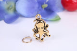 Octopus Charm, Made from Solid Cast Yellow Gold, British Hallmarked