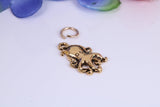 Octopus Charm, Made from Solid Cast Yellow Gold, British Hallmarked