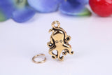 Octopus Charm, Made from Solid Cast Yellow Gold, British Hallmarked
