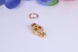 Skull Charm, Made from Solid Cast Yellow Gold, British Hallmarked