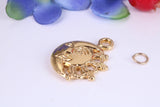 Sun and Moon Charm, Made from Solid Cast Yellow Gold, British Hallmarked