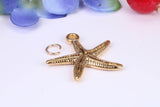 Starfish Charm, Made from Solid 925 Grade Sterling Silver, Complete with Attachment Link
