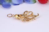 Octopus Charm, Traditional Charm, Made from Solid Cast Yellow Gold, British Hallmarked