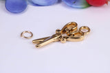 Scissor Charm, Traditional Charm, Made from Solid Cast Yellow Gold, British Hallmarked