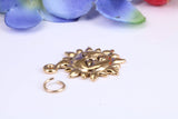 Sun Charm, Traditional Charm, Made from Solid Cast Yellow Gold, British Hallmarked