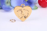 Foot Prints Charm, Traditional Charm, Made from Solid Cast Yellow Gold, British Hallmarked
