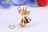 Wedding Bells Charm, Made from Solid Cast Yellow Gold, British Hallmarked