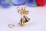 Wedding Bells Charm, Made from Solid Cast Yellow Gold, British Hallmarked