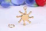 Sun Charm, Traditional Charm, Made from Solid Cast Yellow Gold, British Hallmarked