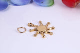 Sun Charm, Traditional Charm, Made from Solid Cast Yellow Gold, British Hallmarked
