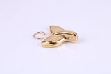 Whale Tail Charm, Made from Solid Cast Yellow Gold, British Hallmarked, Complete with Attachment Link
