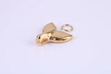 Whale Tail Charm, Made from Solid Cast Yellow Gold, British Hallmarked, Complete with Attachment Link