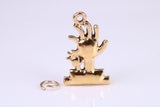 Cactus Tree Charm, Made from Solid Cast Yellow Gold, British Hallmarked