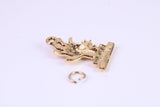 Cactus Tree Charm, Made from Solid Cast Yellow Gold, British Hallmarked