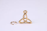 Trinity Knot Charm, Made from Solid Cast Yellow Gold, British Hallmarked, Complete with Attachment Link