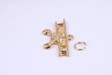 Airplane Charm, Traditional Charm, Made from Solid Cast Yellow Gold, British Hallmarked, Complete with Attachment Link