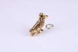 Raven Charm, Made from Solid Cast Yellow Gold, British Hallmarked, Complete with Attachment Link