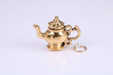 Teapot Charm, Made from Solid Cast Yellow Gold, British Hallmarked, Complete with Attachment Link