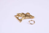 Wolf Charm, Traditional Charm, Made from Solid Cast Yellow Gold, British Hallmarked, Complete with Attachment Link