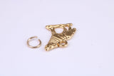 Wolf Charm, Traditional Charm, Made from Solid Cast Yellow Gold, British Hallmarked, Complete with Attachment Link