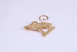 Wolf Charm, Traditional Charm, Made from Solid Cast Yellow Gold, British Hallmarked, Complete with Attachment Link