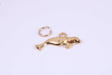 Manatee Charm, Made from Solid Cast Yellow Gold, British Hallmarked, Complete with Attachment Link