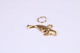 Manatee Charm, Made from Solid Cast Yellow Gold, British Hallmarked, Complete with Attachment Link