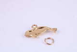 Manatee Charm, Made from Solid Cast Yellow Gold, British Hallmarked, Complete with Attachment Link