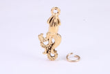 Squid Charm, Made from Solid Cast Yellow Gold, British Hallmarked