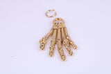 Skeleton Hand Charm, Traditional Charm, Made from Solid Cast British Hallmarked Yellow Gold