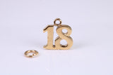 18th Birthday Charm, Made from Solid Cast Yellow Gold, British Hallmarked, Complete with Attachment Link