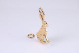 Hare Charm, Traditional Charm, Made from Solid Yellow Gold, British Hallmarked, Complete with Attachment Link