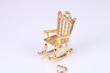 Rocking Chair Charm, Made from Solid Cast Yellow Gold, British Hallmarked