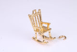 Rocking Chair Charm, Made from Solid Cast Yellow Gold, British Hallmarked