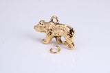 California Bear Charm, Made from Solid Cast Yellow Gold, British Hallmarked, Complete with Attachment Link