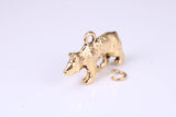 California Bear Charm, Made from Solid Cast Yellow Gold, British Hallmarked, Complete with Attachment Link