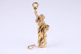 Statue of Liberty Charm, Traditional Charm, Made from Solid Yellow Gold, British Hallmarked, Complete with Attachment Link
