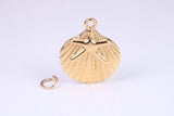 Sea Shell Charm, Made from Solid Yellow Gold, British Hallmarked, Complete with Attachment Link