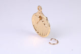 Sea Shell Charm, Made from Solid Yellow Gold, British Hallmarked, Complete with Attachment Link