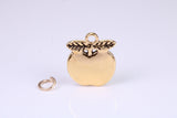 Apple Charm, Traditional Charm, Made from Solid Yellow Gold, British Hallmarked, Complete with Attachment Link