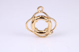 Lifebuoy Charm, Made from Solid Cast Yellow Gold, British Hallmarked, Complete with Attachment Link
