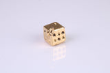 Dice Charm, Made from Solid Cast Yellow Gold, British Hallmarked, Complete with Attachment Link